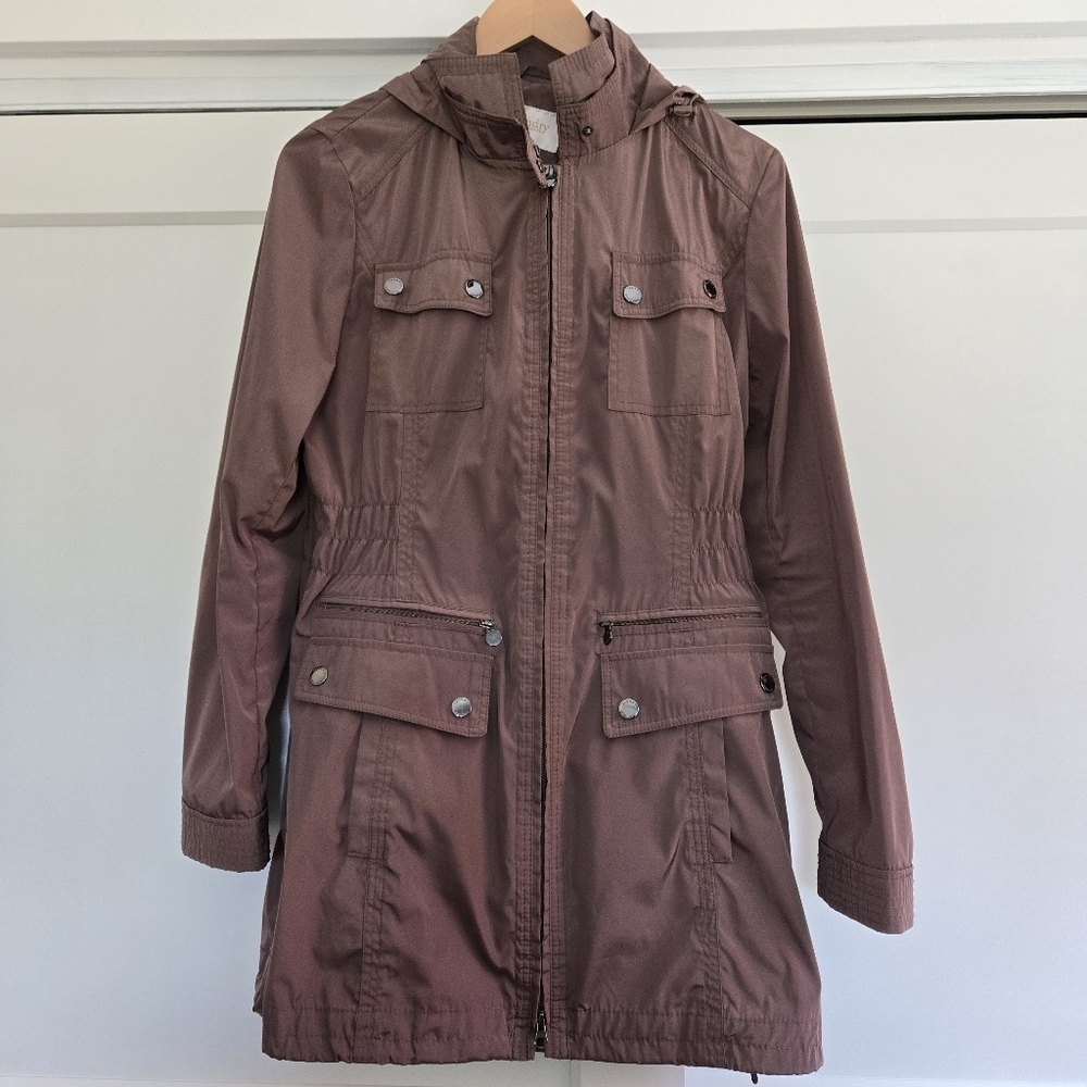 LAUNDRY By Shelli Segal Stylish Brown Hooded Womens Medium Jacket